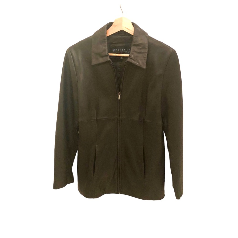 KENNETH COLE REACTION Black Leather Jacket size Medium